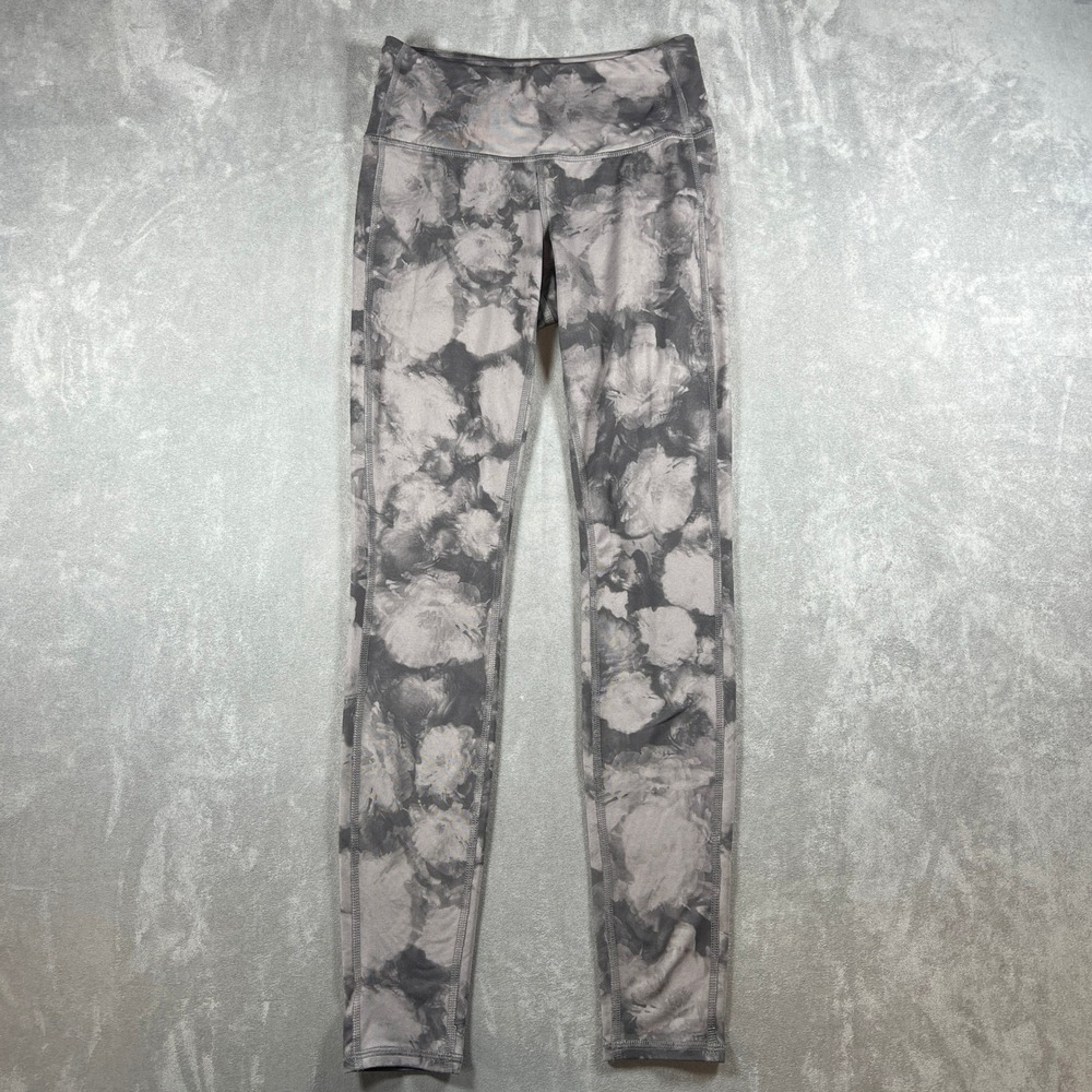 Athleta Floral High Waisted Leggings Grey Charcoal Smoky Print Womens XS